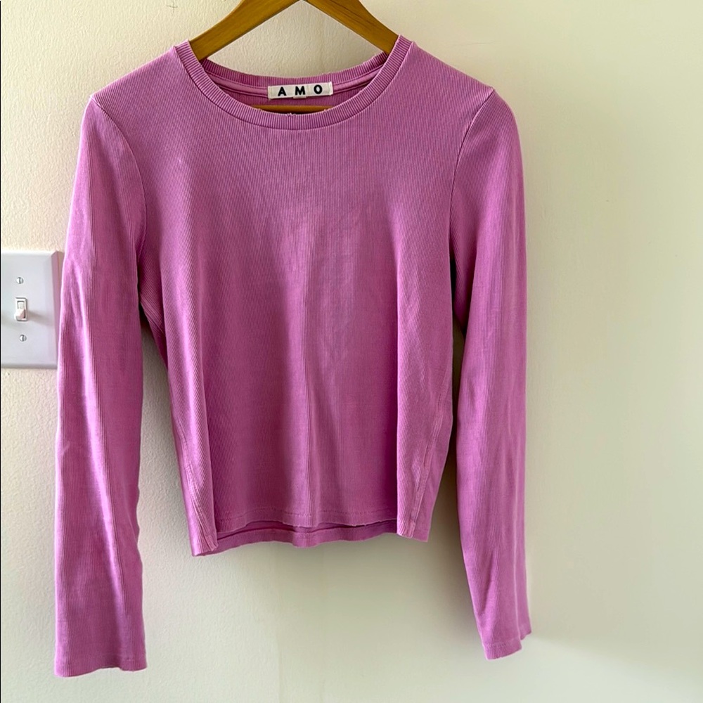 AMO slim rib tee in orchid